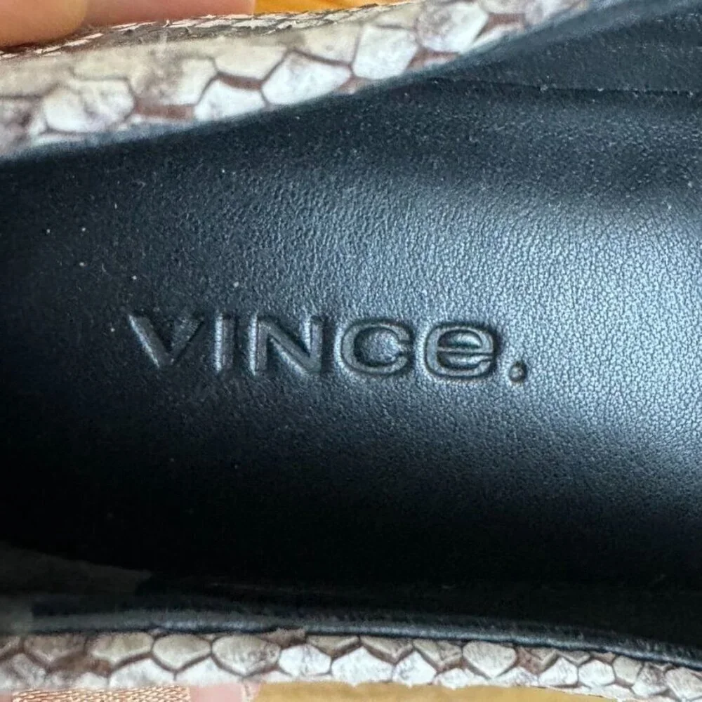 Vince Paz Venetian Grey Cream Genuine Snake Skin Leather Flat Loafers Size 8.5